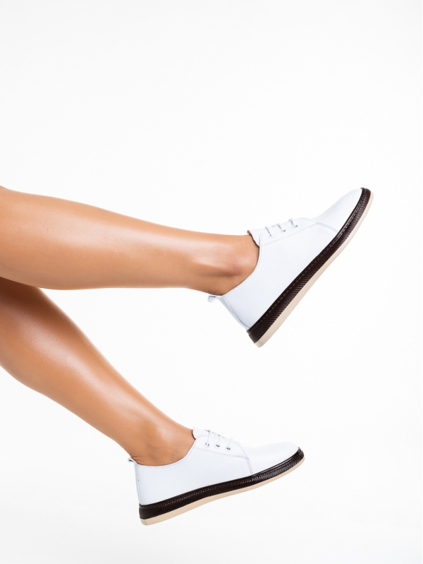 Γυναικεία casual παπούτσια  λευκά από φυσικό δέρμα Totty, 4 - Kalapod.gr