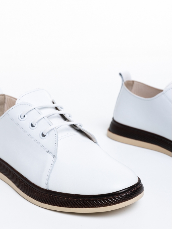 Γυναικεία casual παπούτσια  λευκά από φυσικό δέρμα Totty, 6 - Kalapod.gr