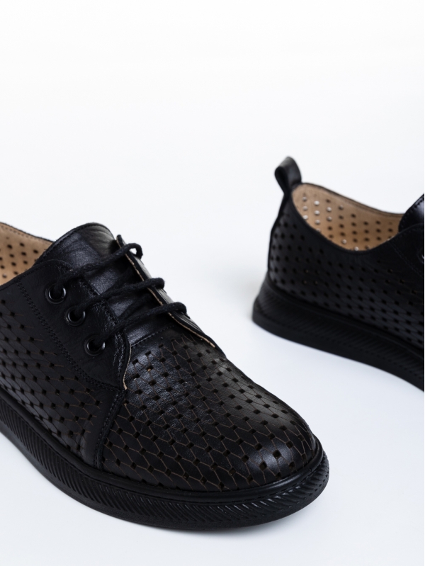 Γυναικεία casual παπούτσια  μαύρα  από φυσικό δέρμα Tamra, 6 - Kalapod.gr