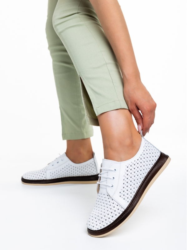 Γυναικεία casual παπούτσια  λευκά από φυσικό δέρμα Trini, 2 - Kalapod.gr