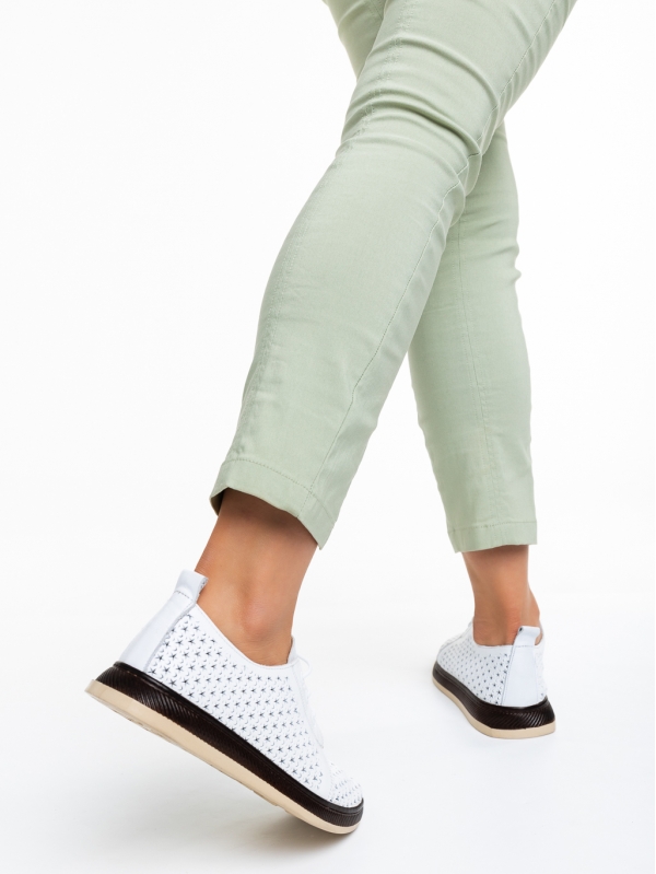 Γυναικεία casual παπούτσια  λευκά από φυσικό δέρμα Trini, 3 - Kalapod.gr
