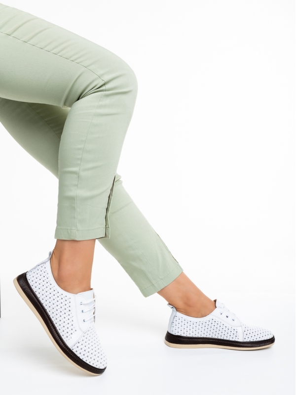 Γυναικεία casual παπούτσια  λευκά από φυσικό δέρμα Trini, 4 - Kalapod.gr