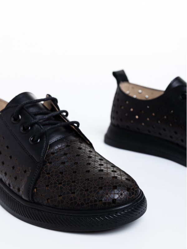 Γυναικεία casual παπούτσια  μαύρα  από φυσικό δέρμα Toini, 6 - Kalapod.gr