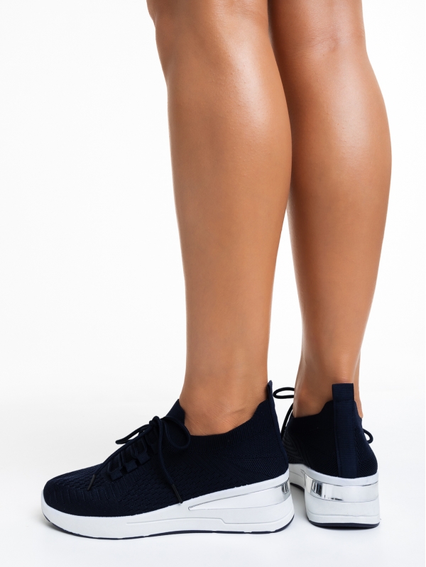 Γυναικεία αθλητικά παπούτσια  σκούρο μπλε από ύφασμα  Davinia, 3 - Kalapod.gr