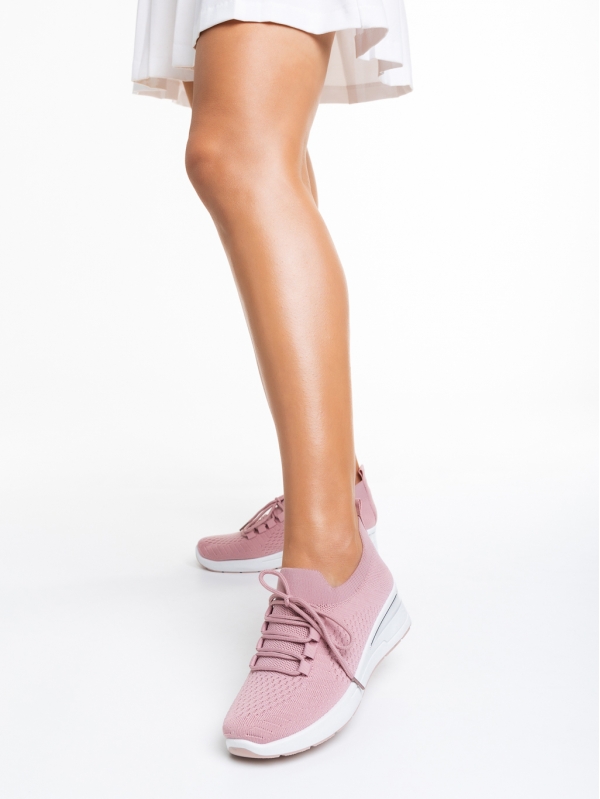 Γυναικεία αθλητικά παπούτσια  ροζ από ύφασμα  Davinia, 3 - Kalapod.gr