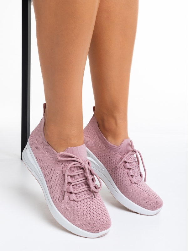 Γυναικεία αθλητικά παπούτσια  ροζ από ύφασμα  Davinia, 5 - Kalapod.gr