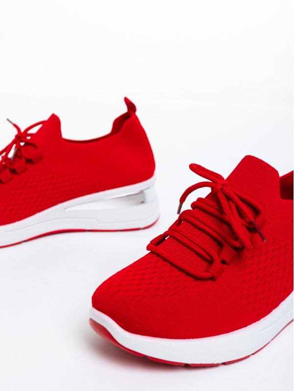 Γυναικεία αθλητικά παπούτσια  κόκκινα από ύφασμα  Davinia, 8 - Kalapod.gr