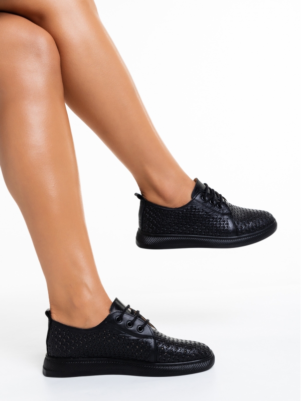 Γυναικεία casual παπούτσια  μαύρα  από φυσικό δέρμα Trini, 4 - Kalapod.gr