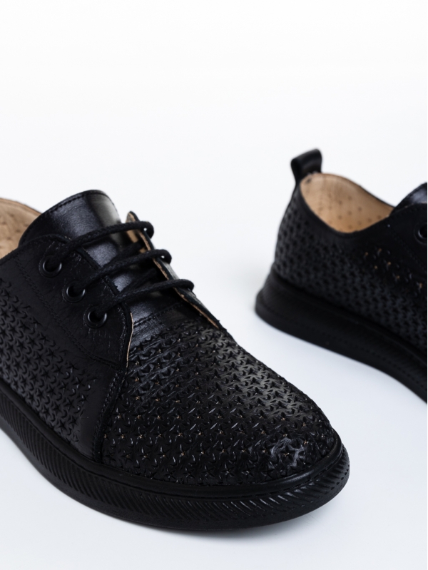 Γυναικεία casual παπούτσια  μαύρα  από φυσικό δέρμα Trini, 6 - Kalapod.gr
