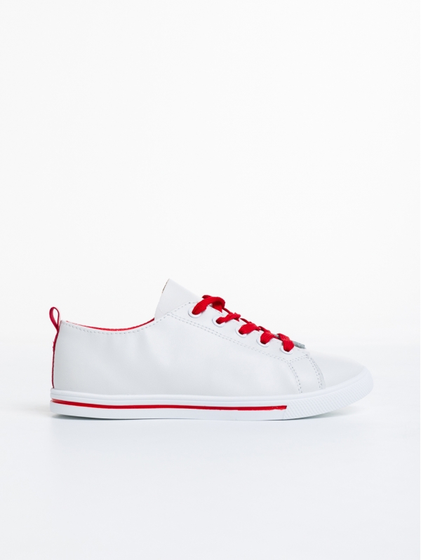 Γυναικεία αθλητικά παπούτσια  λευκά με κόκκινα από οικολογικό δέρμα    Emelina, 5 - Kalapod.gr