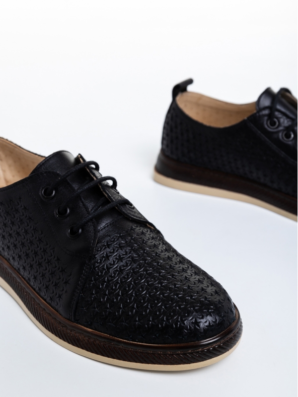 Γυναικεία casual παπούτσια μαύρα με καφέ από φυσικό δέρμα Trini, 6 - Kalapod.gr