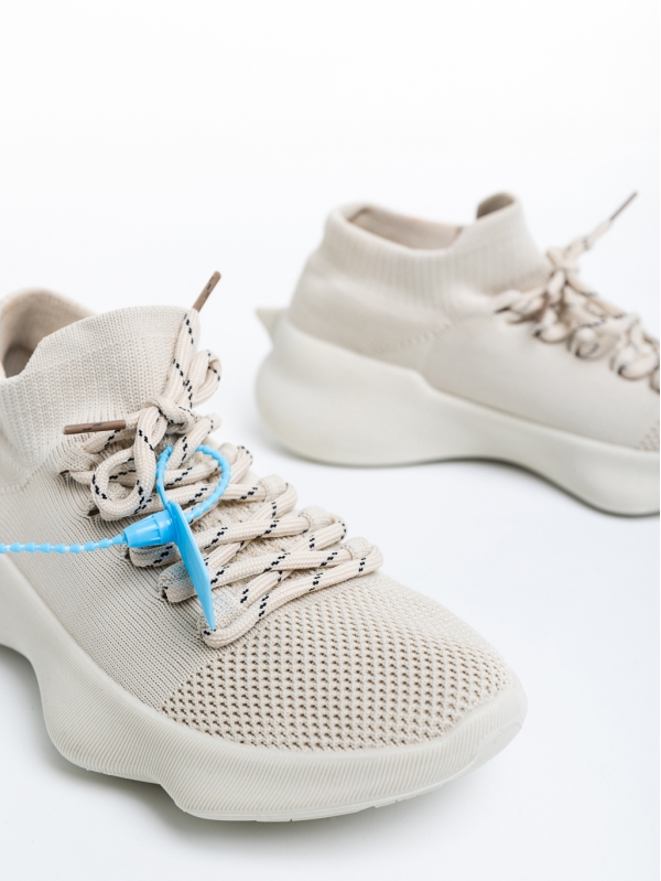 Γυναικεία αθλητικά παπούτσια  μπεζ από ύφασμα Lacrecia, 7 - Kalapod.gr