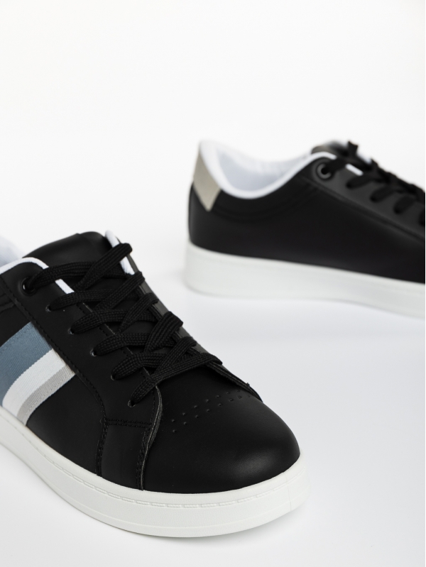 Ανδρικά αθλητικά παπούτσια μαύρα από οικολογικό δέρμα  Sunil, 4 - Kalapod.gr