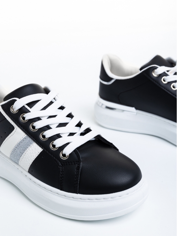 Γυναικεία αθλητικά παπούτσια  μαύρα από οικολογικό δέρμα  Doretta, 6 - Kalapod.gr