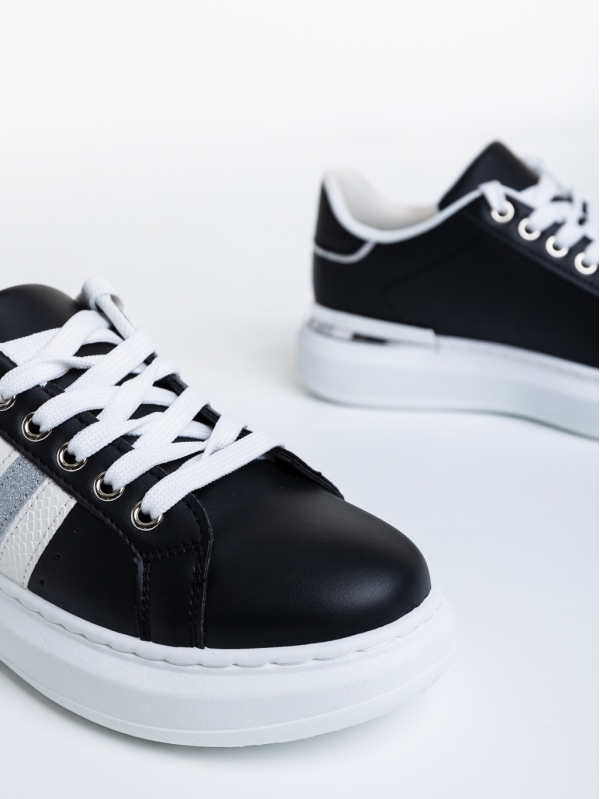 Γυναικεία αθλητικά παπούτσια  μαύρα από οικολογικό δέρμα  Fannia, 6 - Kalapod.gr