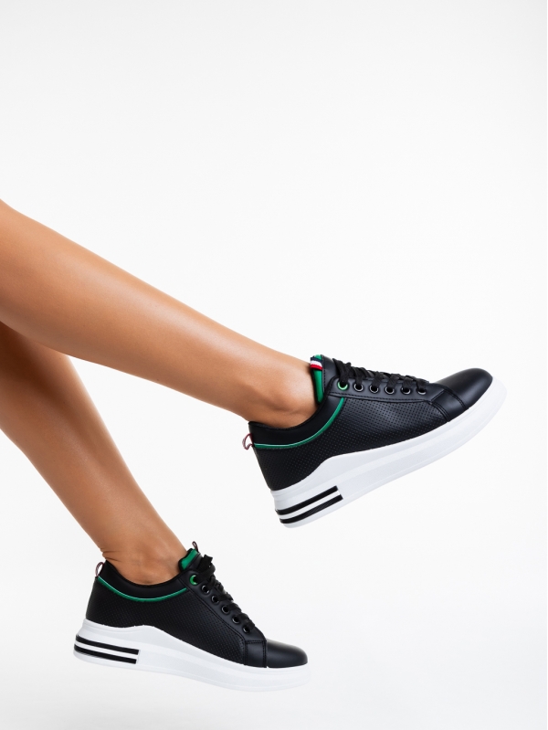 Γυναικεία αθλητικά παπούστσια  μαύρα από οικολογικό δέρμα  Latanya, 4 - Kalapod.gr