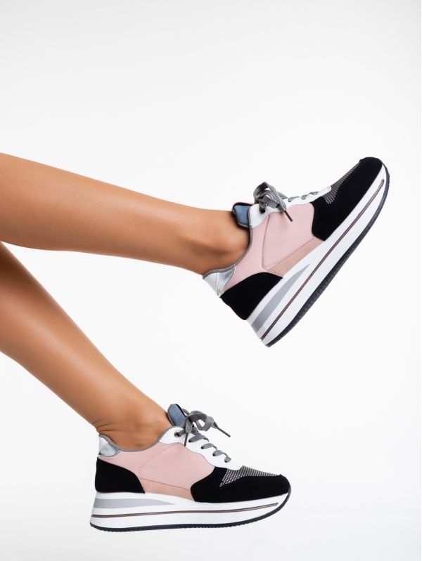Γυναικεία αθλητικά παπούστσια  μαύρα με ροζ από οικολογικό δέρμα  Taleya - Kalapod.gr