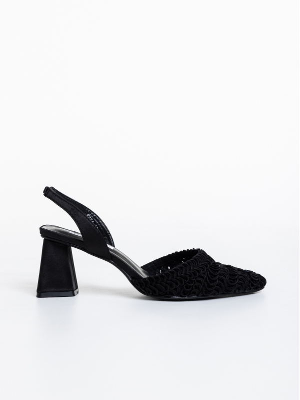 Γυναικεία παπούτσια  μαύρα από ύφασμα Teola, 5 - Kalapod.gr