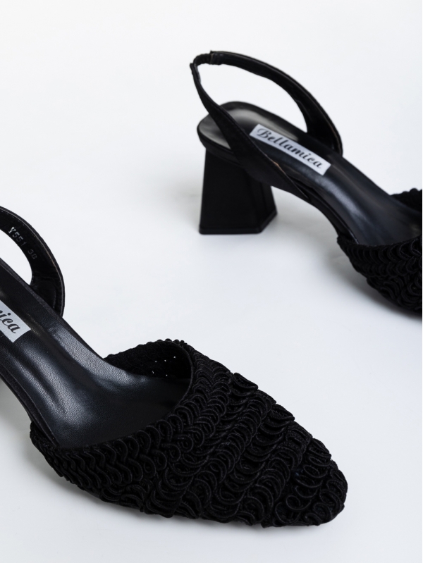 Γυναικεία παπούτσια  μαύρα από ύφασμα Teola, 6 - Kalapod.gr