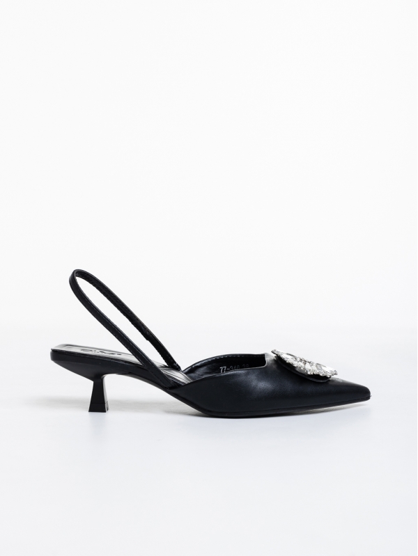 Γυναικεία παπούτσια μαύρα από οικολογικό δέρμα Salinda, 5 - Kalapod.gr