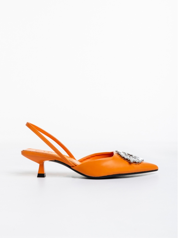 Γυναικεία παπούτσια πορτοκαλί από οικολογικό δέρμα Salinda, 5 - Kalapod.gr