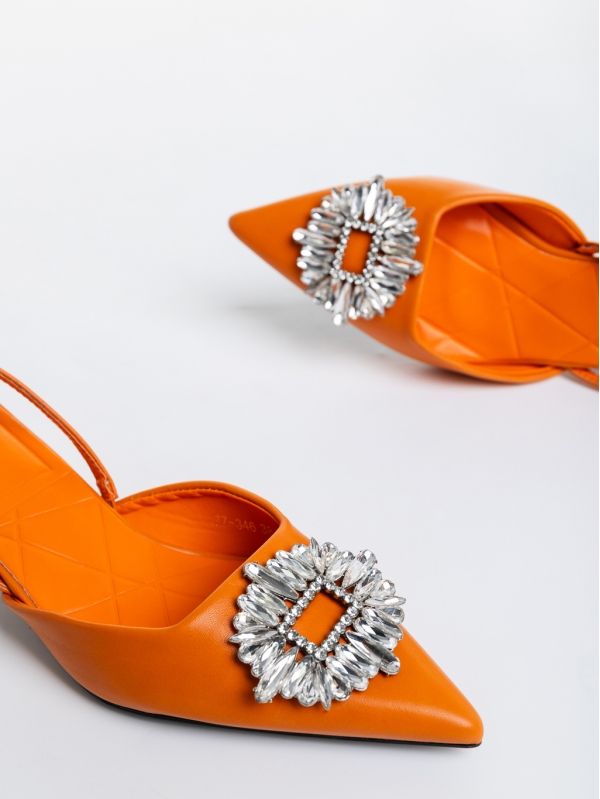 Γυναικεία παπούτσια πορτοκαλί από οικολογικό δέρμα Salinda, 6 - Kalapod.gr