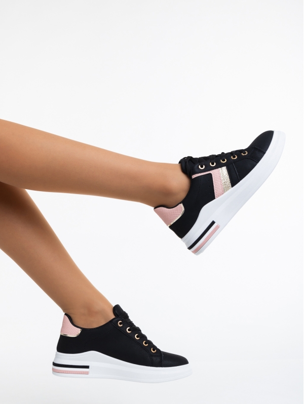 Γυναικεία αθλητικά παπούτσια μαύρα από οικολογικό δέρμα  Sebrina, 4 - Kalapod.gr