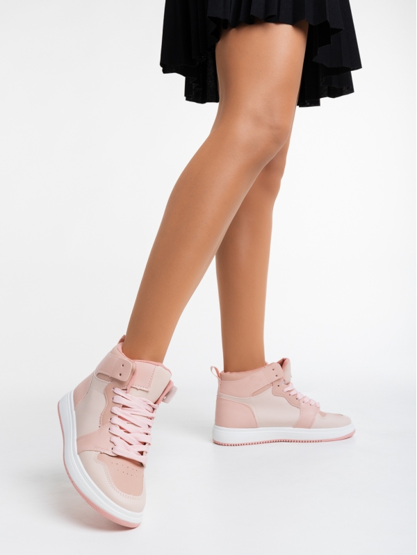 Γυναικεία αθλητικά παπούτσια  ροζ από οικολογικό δέρμα  Saskia, 3 - Kalapod.gr