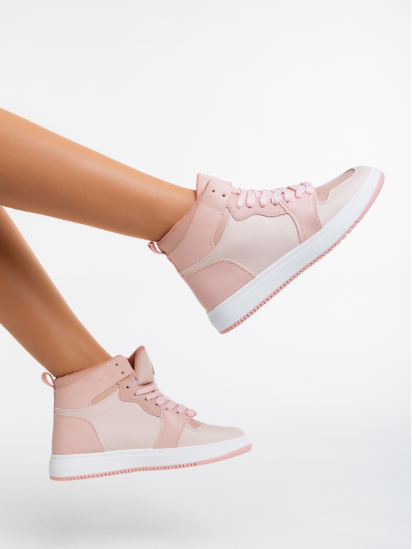 Γυναικεία αθλητικά παπούτσια  ροζ από οικολογικό δέρμα  Saskia, 4 - Kalapod.gr