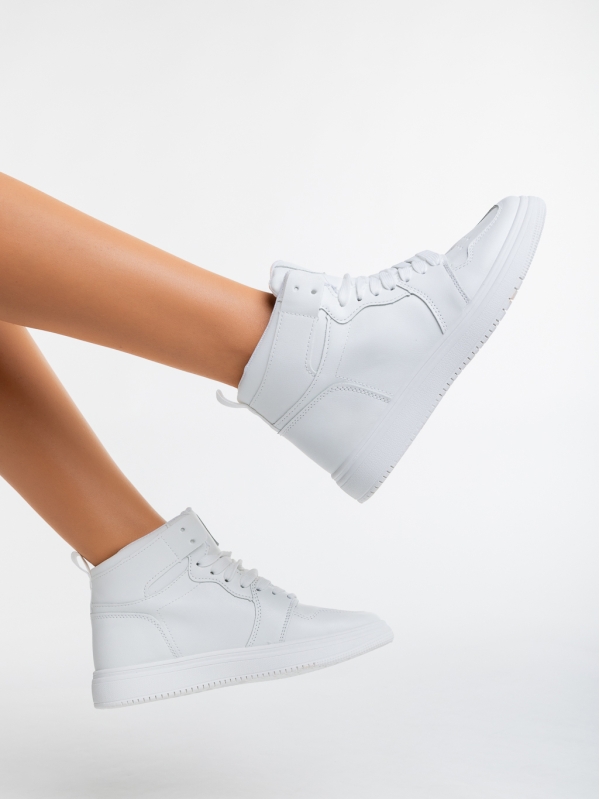 Γυναικεία αθλητικά παπούτσια  λευκά από οικολογικό δέρμα  Saskia, 4 - Kalapod.gr