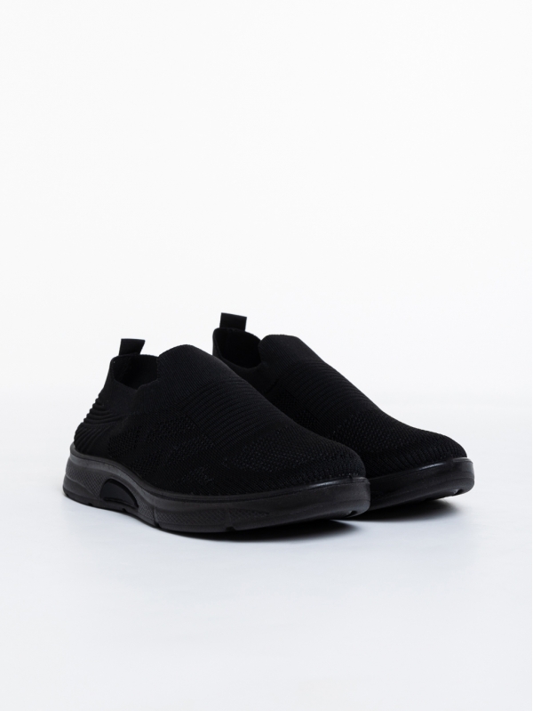 Ανδρικά αθλητικά παπούτσια μαύρα από ύφασμα Eliseo, 2 - Kalapod.gr