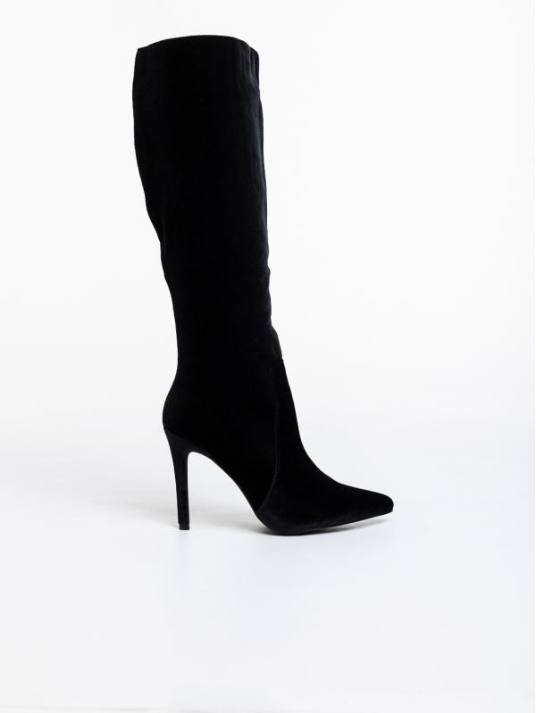 Γυναικείες μπότες μαύρα από ύφασμα Camella, 5 - Kalapod.gr