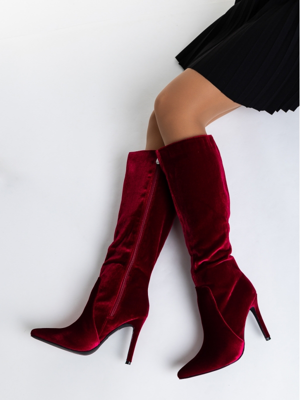 Γυναικείες μπότες κόκκινες από ύφασμα Camella - Kalapod.gr