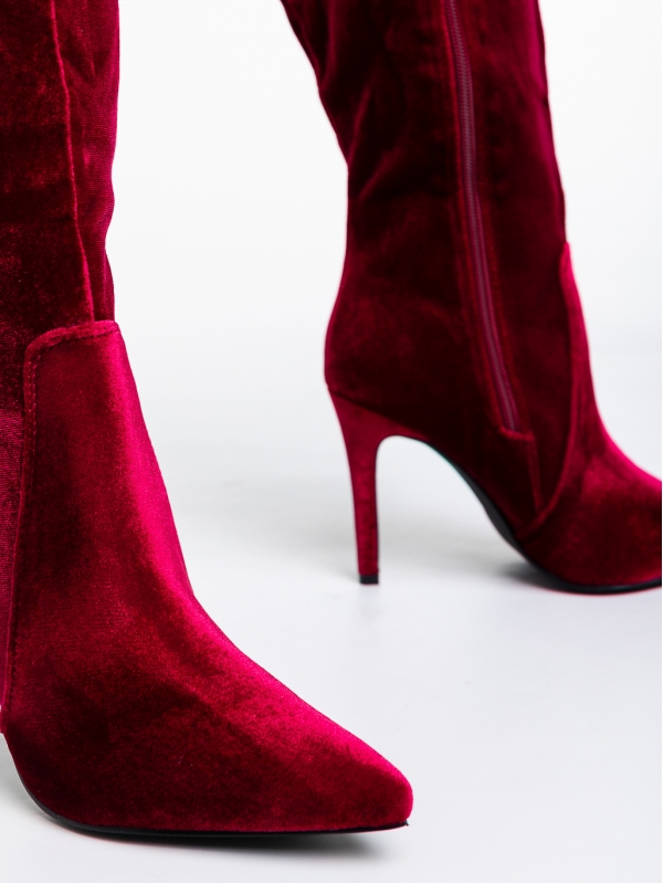Γυναικείες μπότες κόκκινες από ύφασμα Camella, 6 - Kalapod.gr