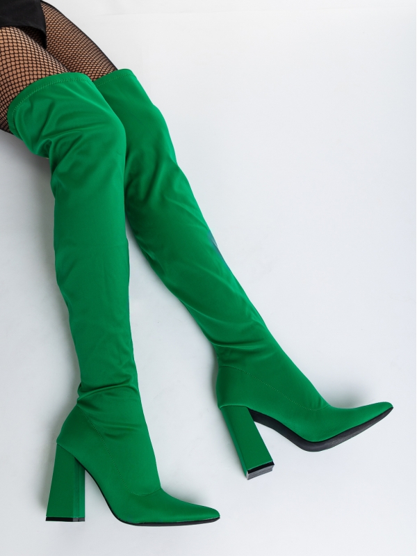 Γυναικείες μπότες πράσινα από ύφασμα Serita, 3 - Kalapod.gr