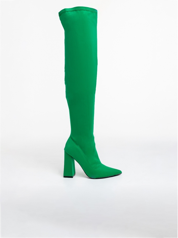 Γυναικείες μπότες πράσινα από ύφασμα Serita, 5 - Kalapod.gr