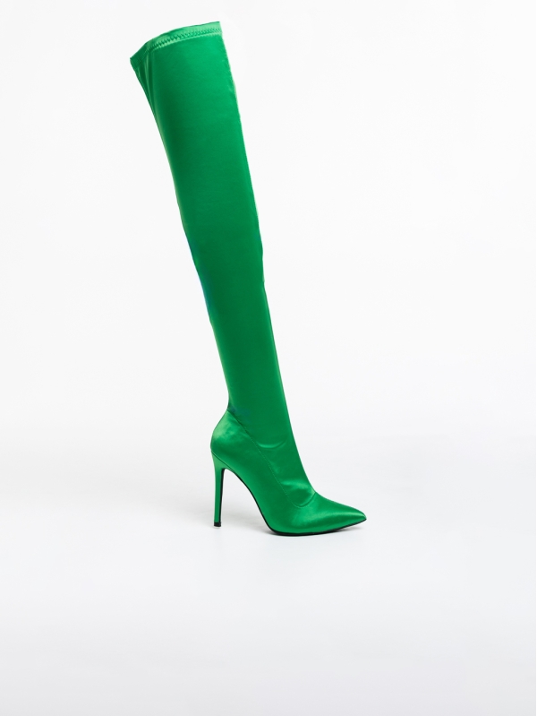 Γυναικείες μπότες πράσινες από ύφασμα Lovise, 5 - Kalapod.gr