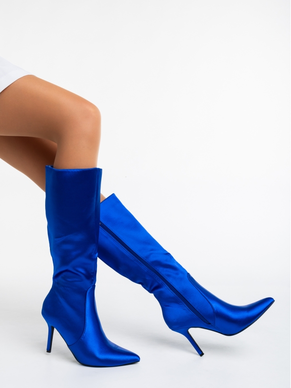 Γυναικείες μπότες μπλε από ύφασμα Saori, 4 - Kalapod.gr