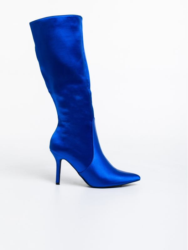 Γυναικείες μπότες μπλε από ύφασμα Saori, 5 - Kalapod.gr