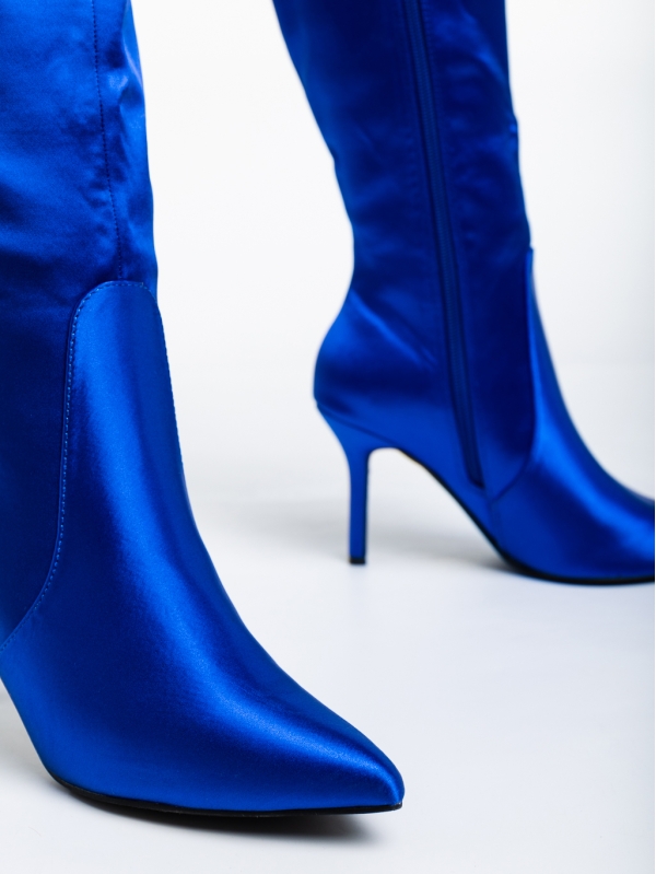 Γυναικείες μπότες μπλε από ύφασμα Saori, 6 - Kalapod.gr