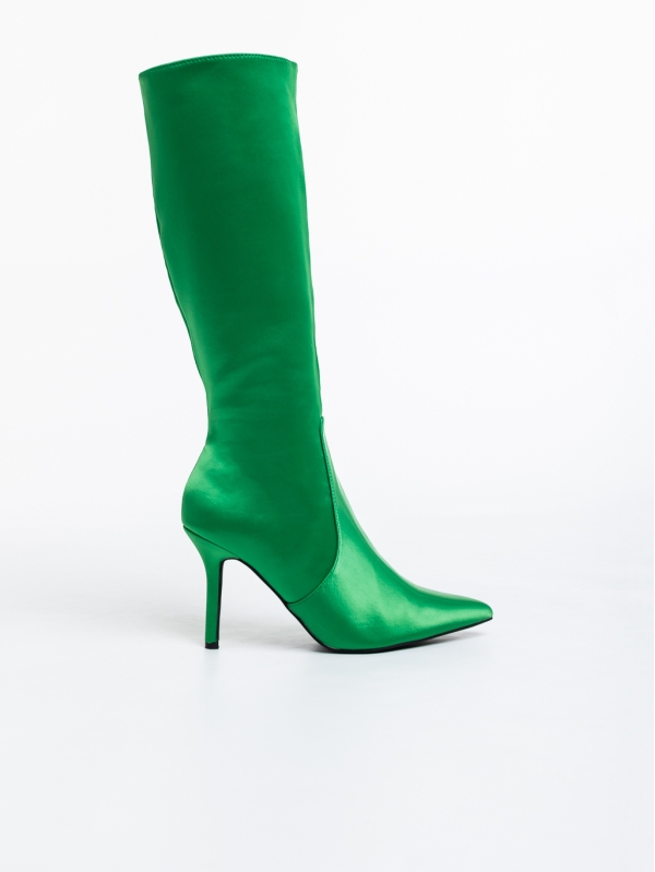 Γυναικείες μπότες πράσινες από ύφασμα Saori, 5 - Kalapod.gr