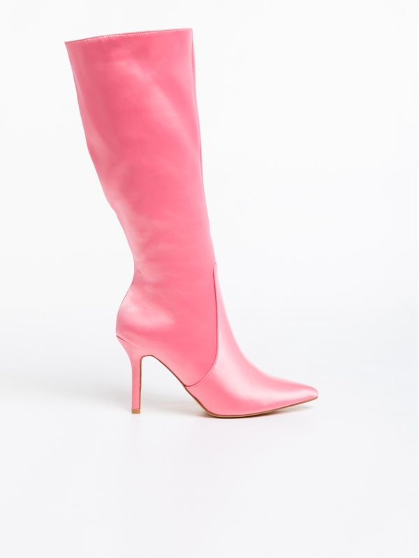 Γυναικείες μπότες ροζ από ύφασμα Saori, 5 - Kalapod.gr