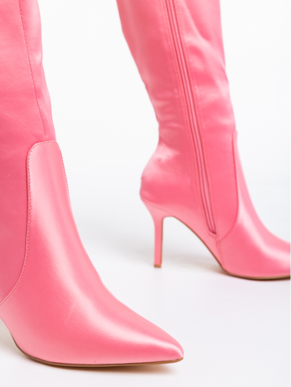 Γυναικείες μπότες ροζ από ύφασμα Saori, 6 - Kalapod.gr