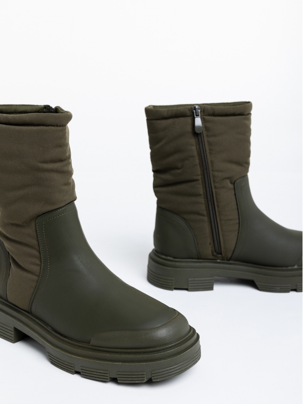 Γυναικείες μπότες πράσινες από οικολογικό δέρμα και ύφασμα  Nermina, 6 - Kalapod.gr