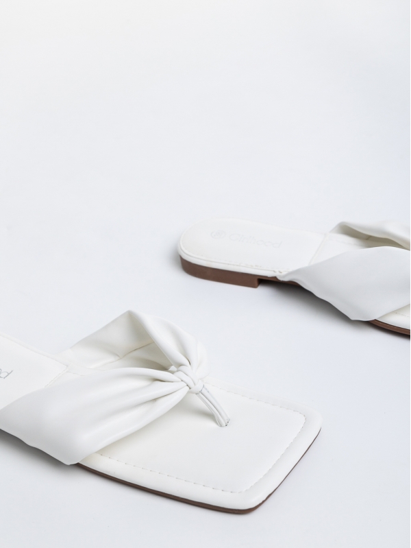 Γυναικειές παντόφλες λευκά από οικολογικό δέρμα Caela, 6 - Kalapod.gr
