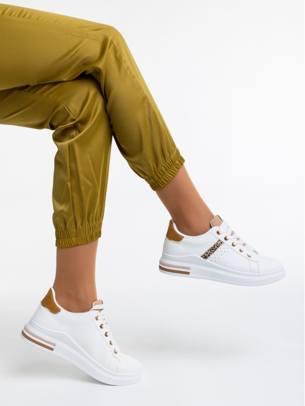Γυναικεία αθλητικά παπούτσια λευκά  από οικολογικό δέρμα  Sarena - Kalapod.gr
