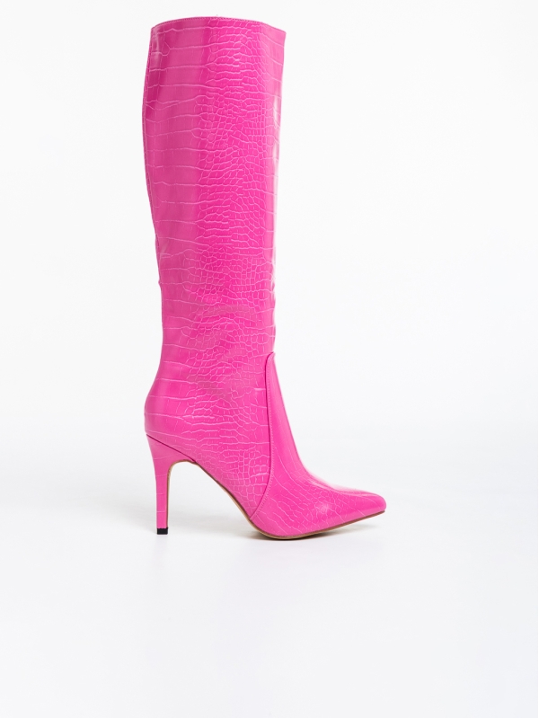 Γυναικείες μπότες  ροζ  από οικολογικό δέρμα  Farzona, 5 - Kalapod.gr
