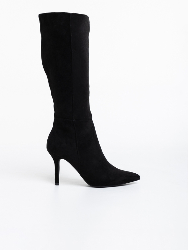 Γυναικείες μπότες μαύρες  από ύφασμα  Aleksandra, 5 - Kalapod.gr