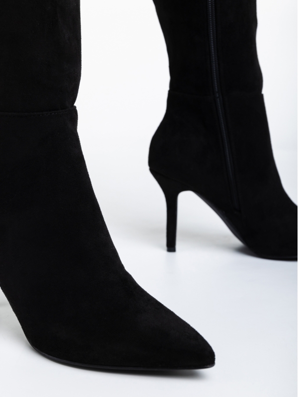 Γυναικείες μπότες μαύρες  από ύφασμα  Aleksandra, 6 - Kalapod.gr