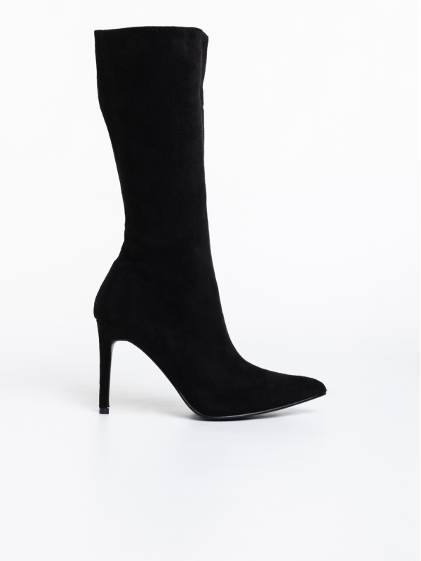 Γυναικείες μπότες μαύρες  από ύφασμα  Ernestine, 5 - Kalapod.gr
